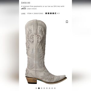 Lane Embroidered Western Boots-White/Light Ivory